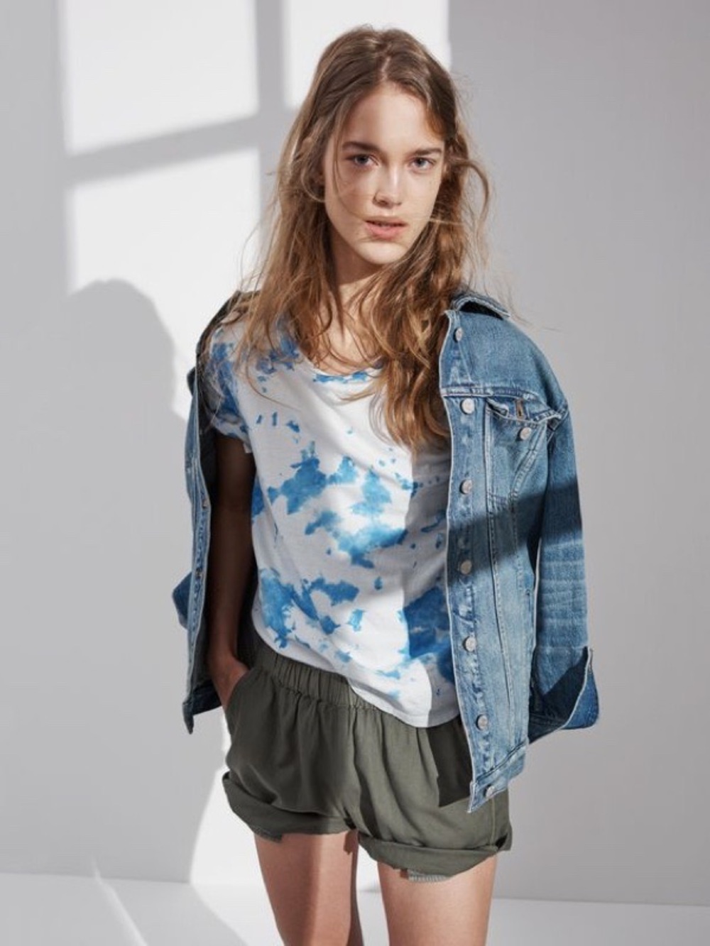 Madewell blue gray cloud dye tie-dye tee super soft crew short sleeve